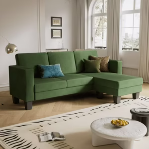 Homall Velvet Convertible Reversible Chair Living Room Furniture Set, Green