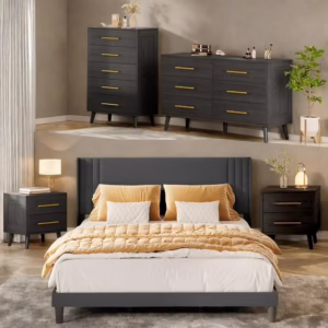 Bedroom Furniture Set - Includes Queen Bed Frame, Nightstands Set of 2